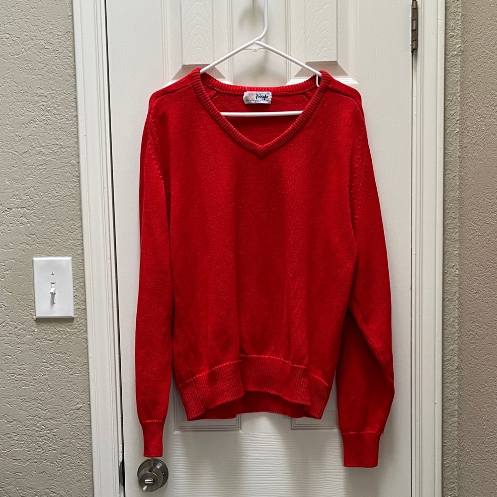 Pringle of Scotland Bright Red Knitwear cotton V neck Sweater XL